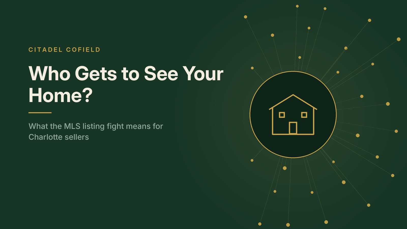 Illustration of a home connected to many buyers, representing MLS listing exposure
