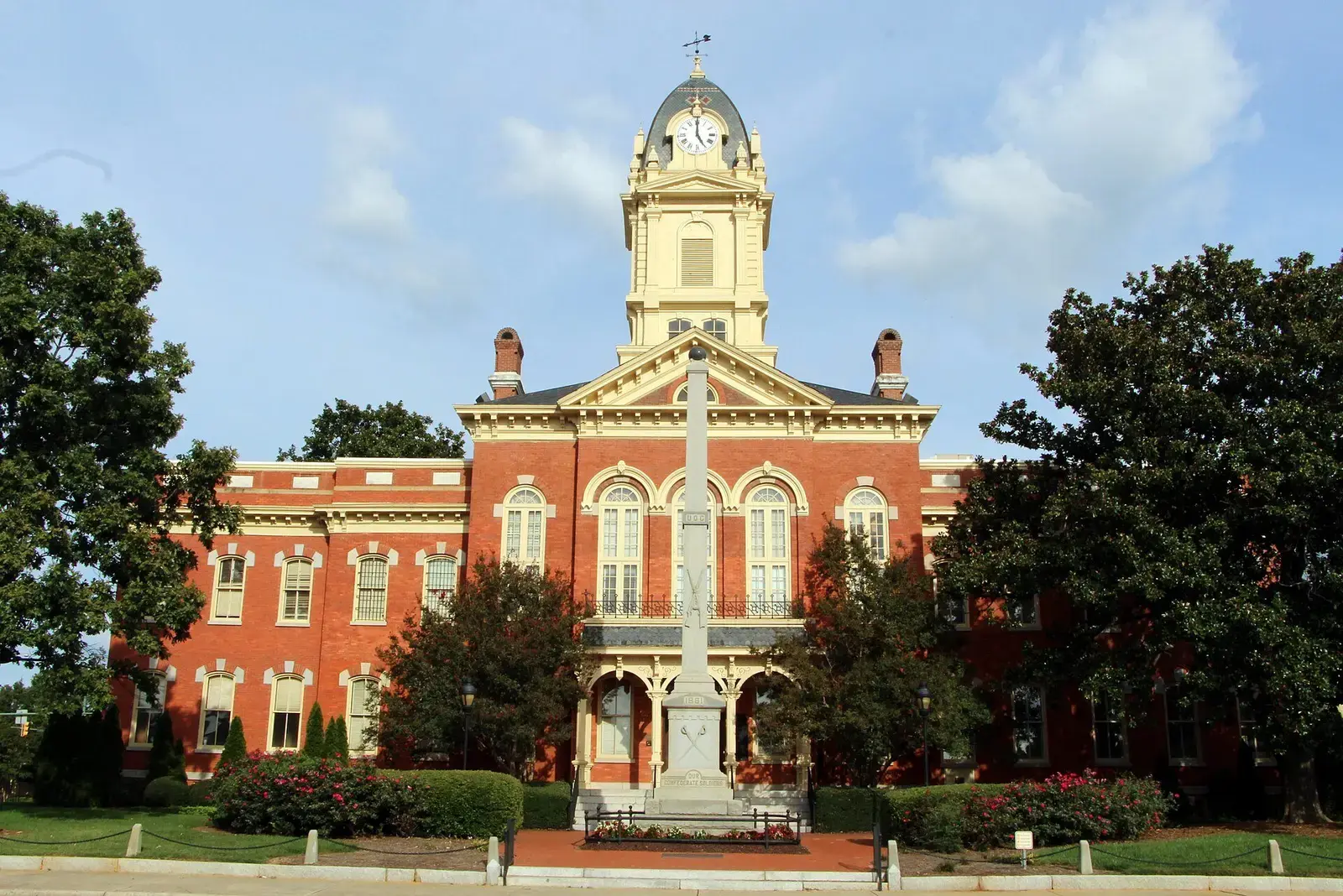Historic Union County Courthouse with clock tower in downtown Monroe, North Carolina