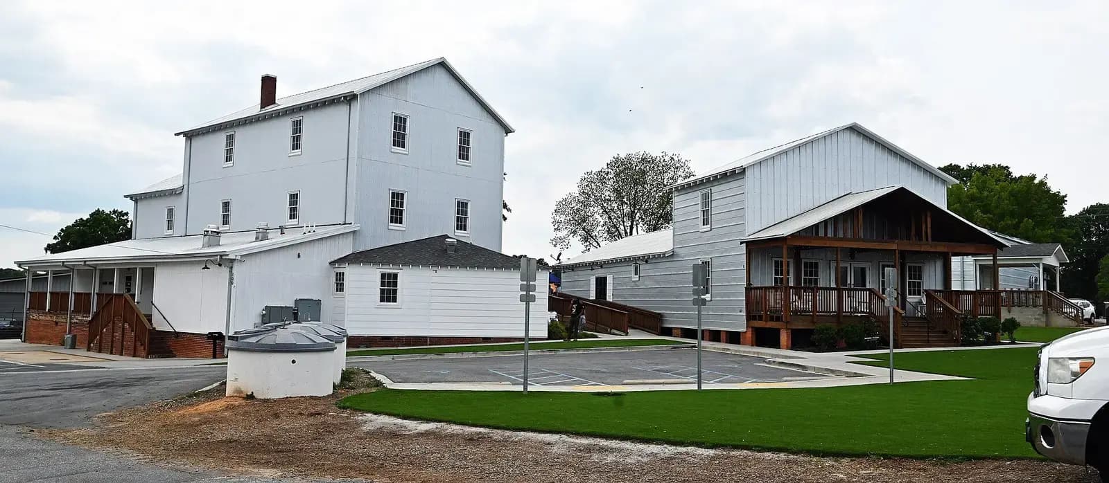 White Ellison Flour Mill buildings in Fountain Inn, South Carolina