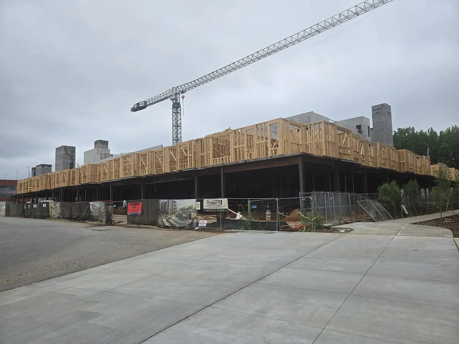 Apartment building under construction along Raleigh Street in the NoDa area of Charlotte