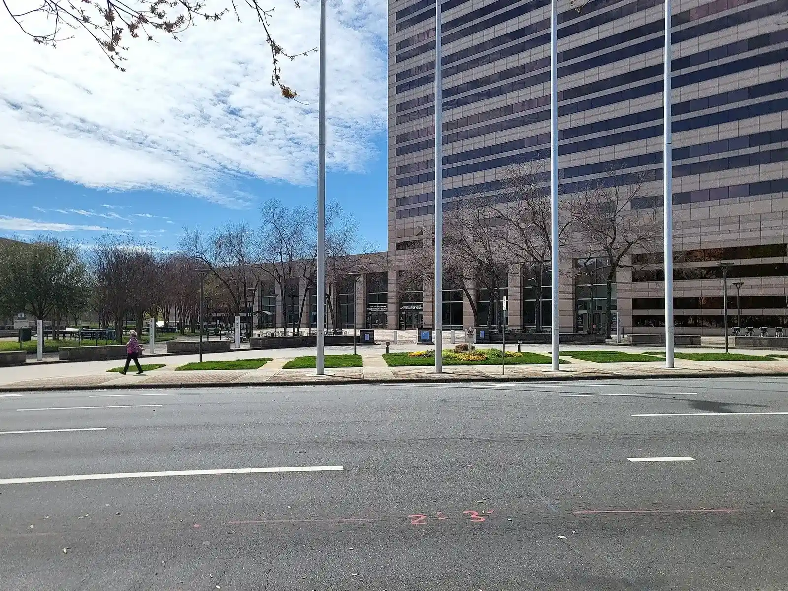Entrance plaza of the Charlotte-Mecklenburg Government Center on East 4th Street