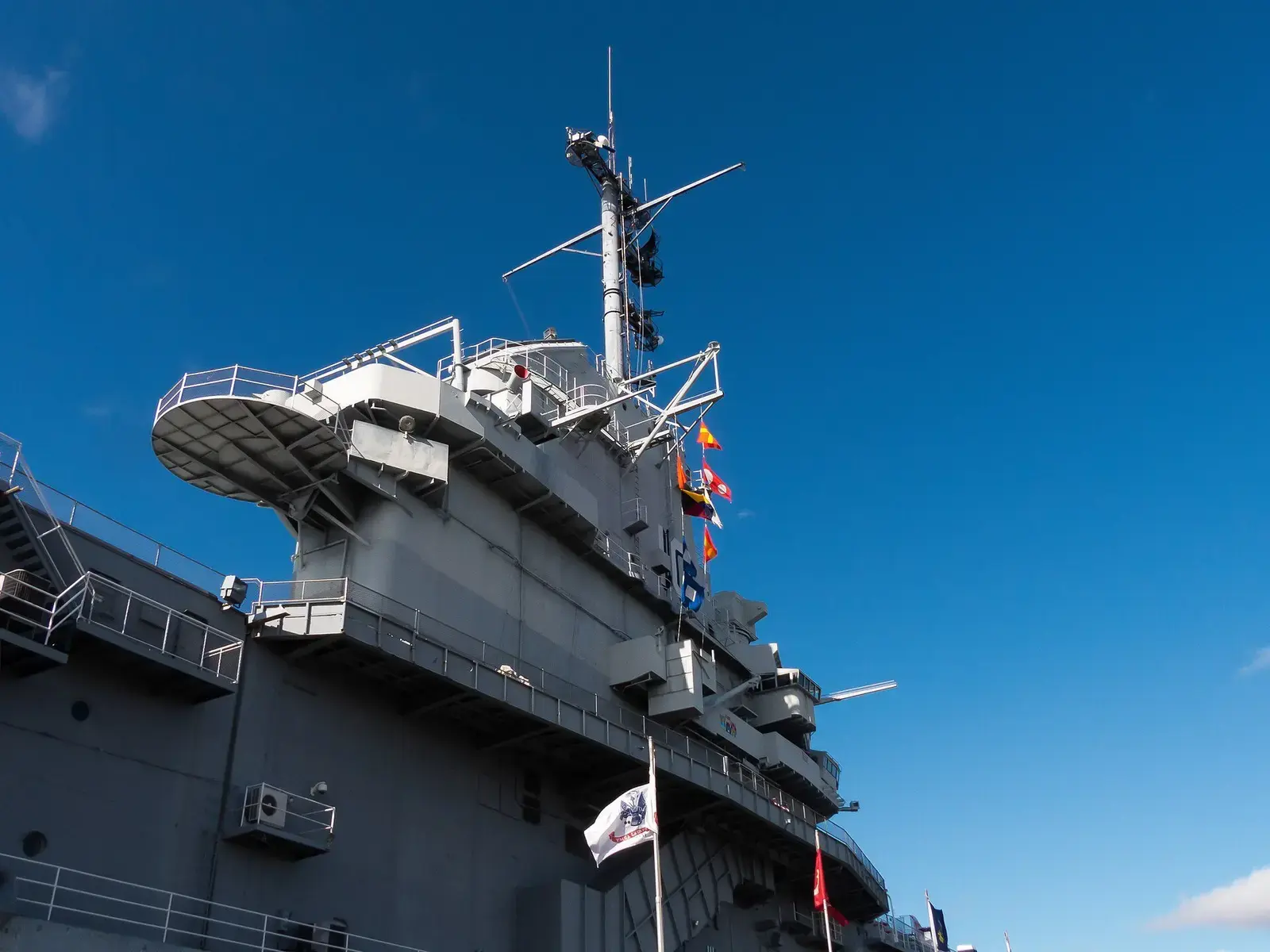 Island tower of the USS Yorktown museum ship at Patriots Point in Mount Pleasant, South Carolina
