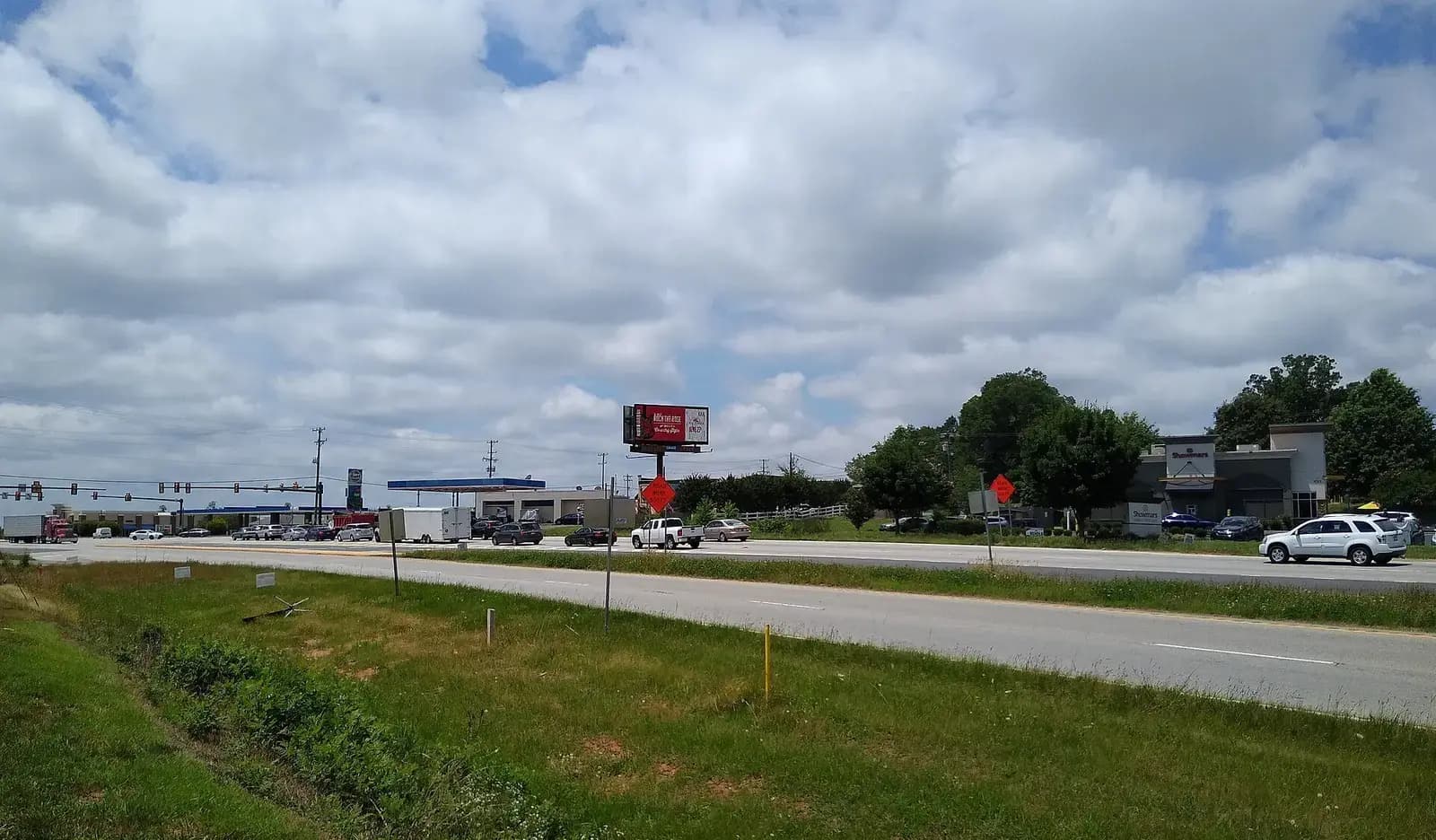 US 521 corridor with roadside businesses in Indian Land, South Carolina
