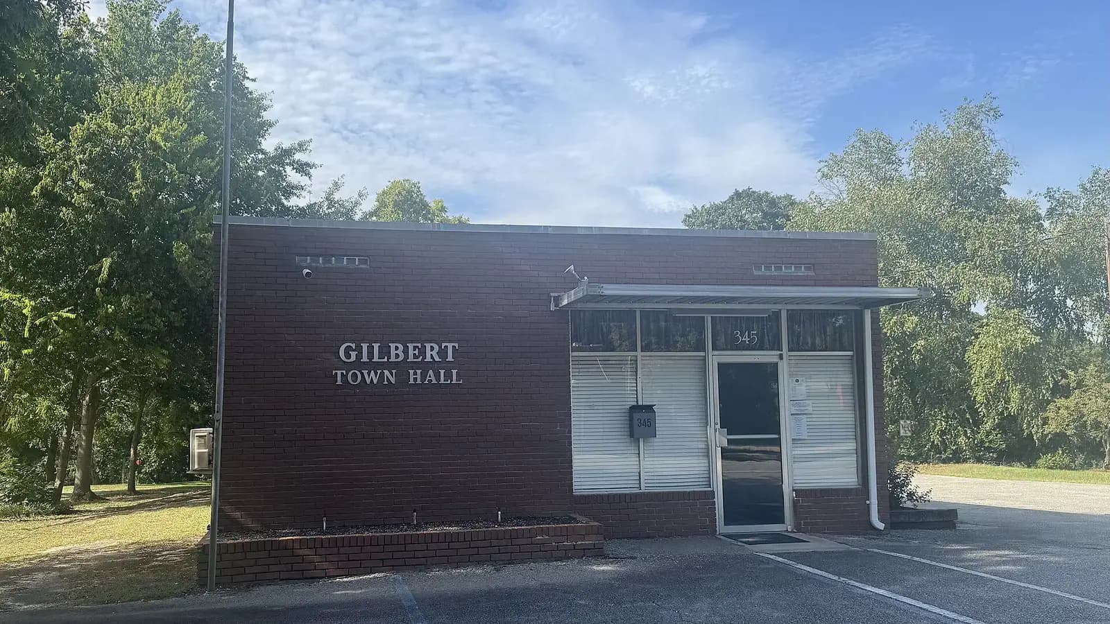 Small brick Gilbert Town Hall building in Gilbert, South Carolina