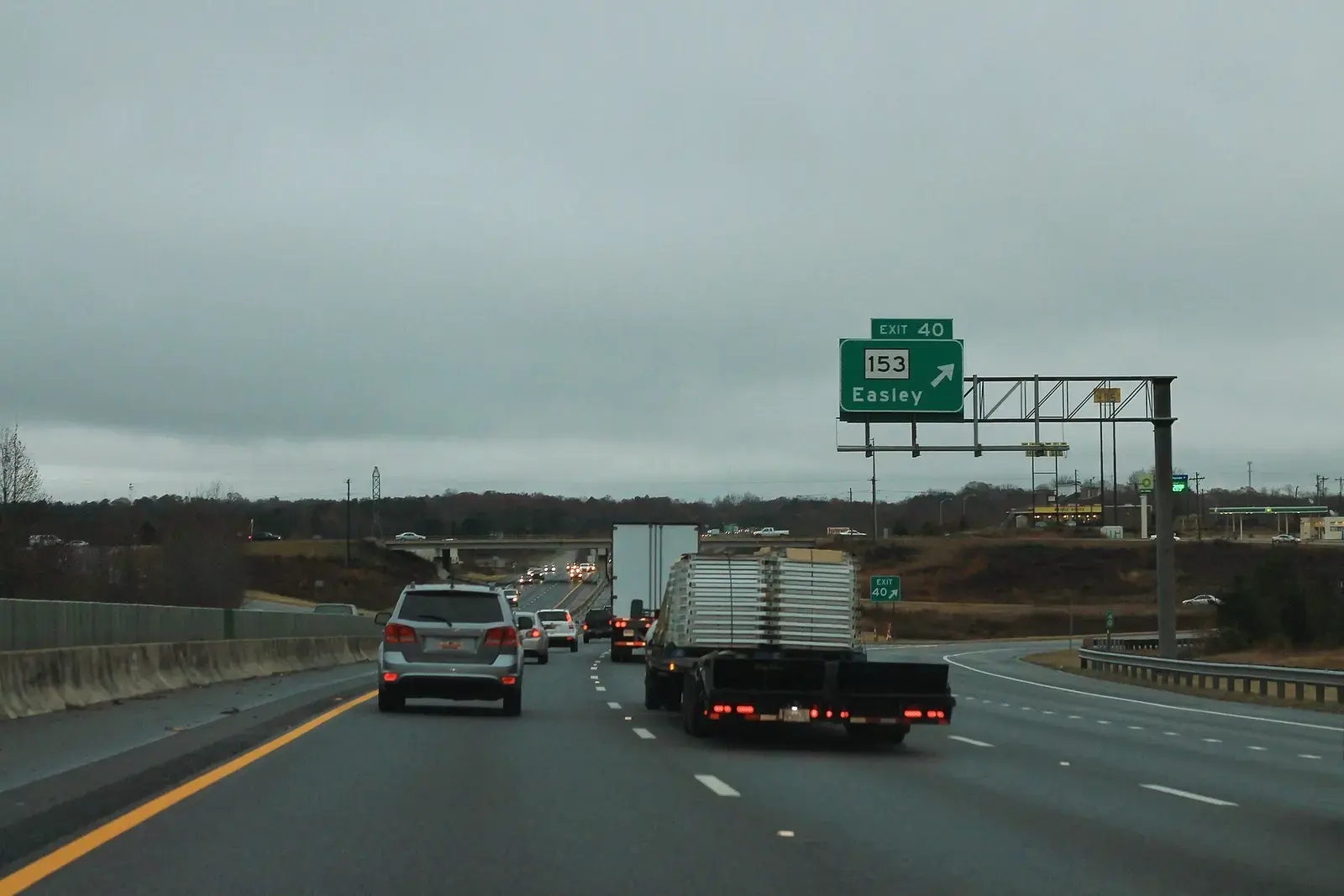 I-85 northbound at Exit 40 for SC 153 toward Easley, South Carolina